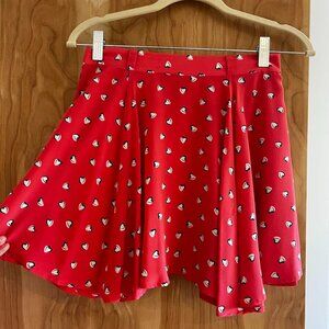 YUMI KIM Cara Coral Heart Print Silk Mini Skirt